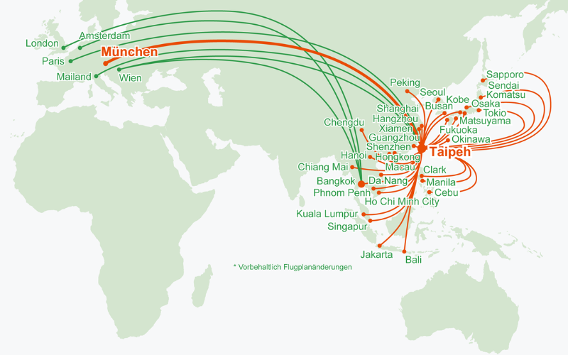 EVA AIR Streckennetz 2026