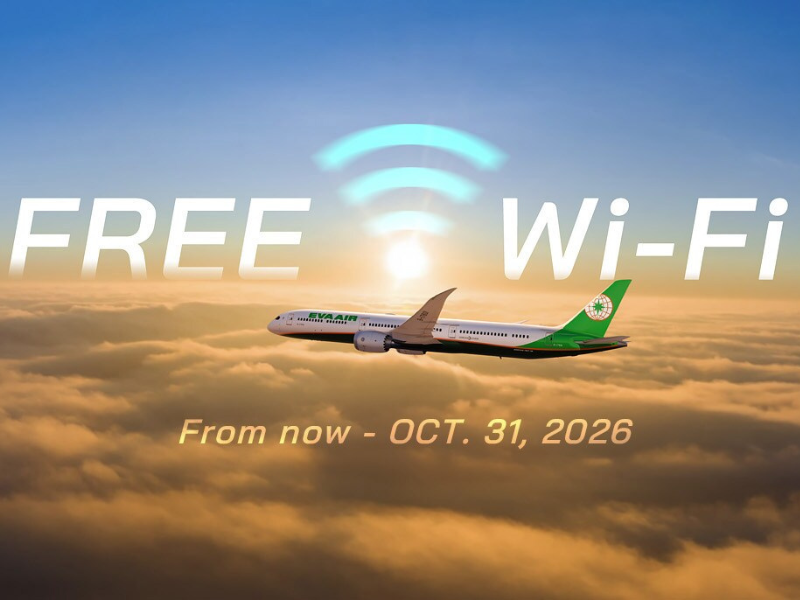 EVA AIR – Free Wi-Fi Aktion bis 31.10.2026