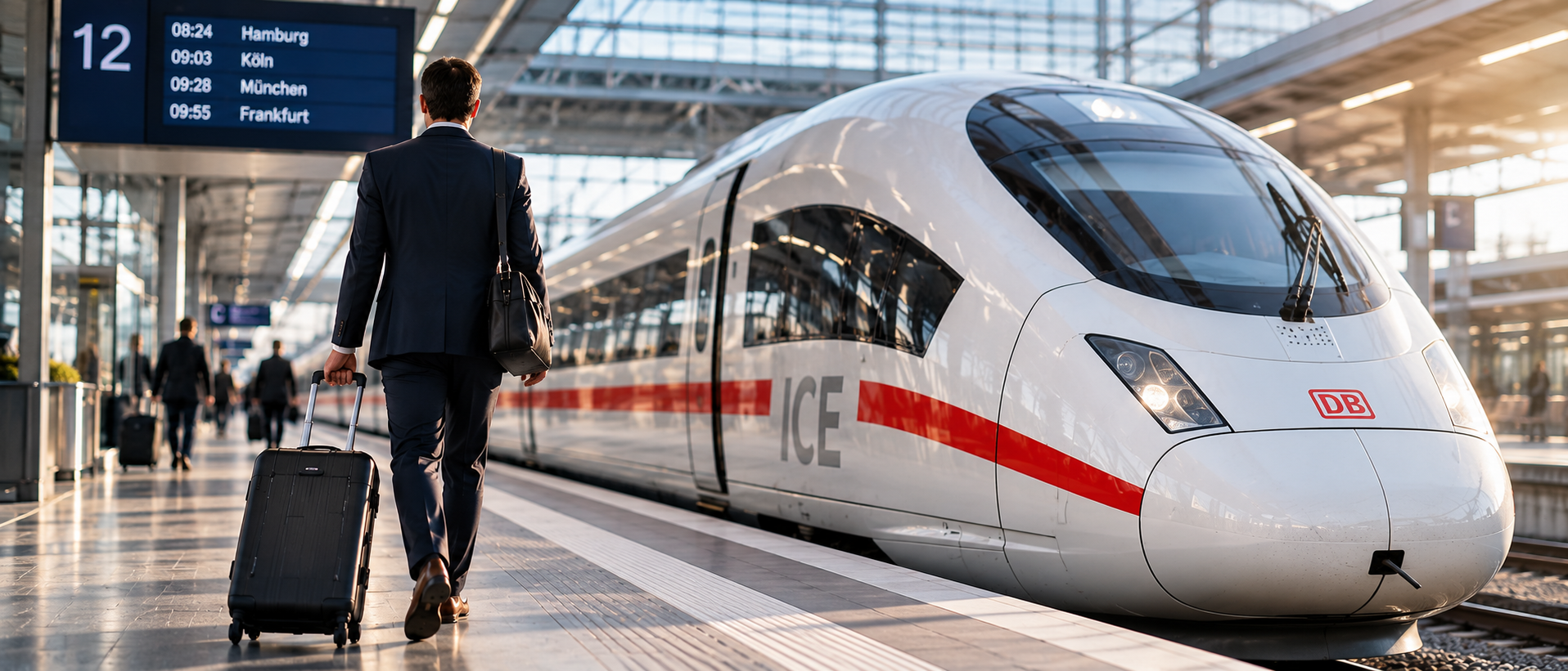 Geschäftsreise am ICE Bahnsteig Geschäftsreise am ICE Bahnsteig